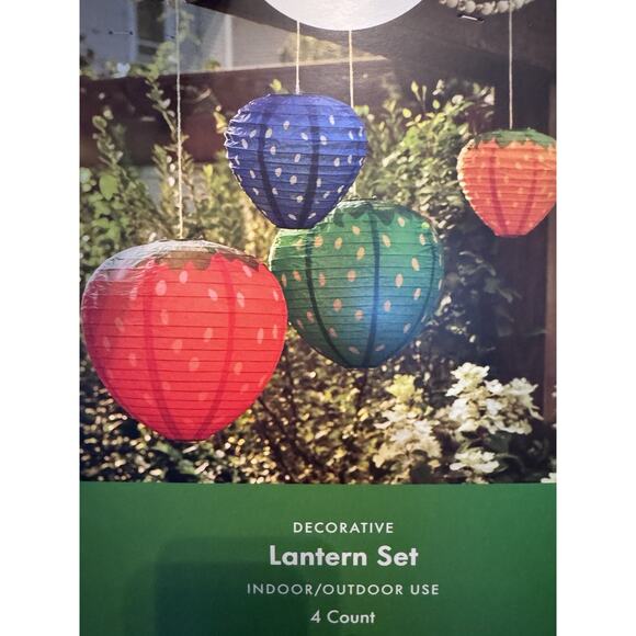 Kate Spade New York X Target Decor Strawberry Lantern Set 4‎ Indoor Outdoor New - Picture 3 of 9